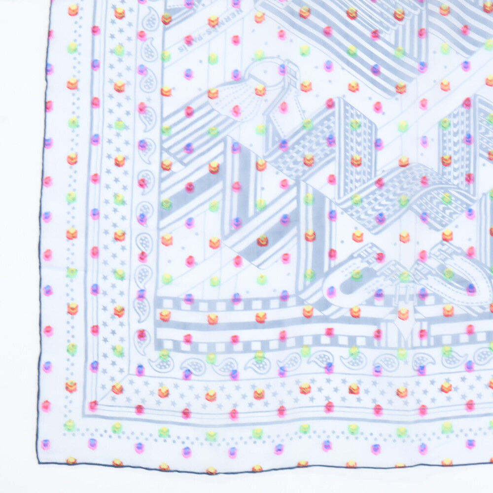 HERMES Blue Silk Scarf - Picture 4 of 7